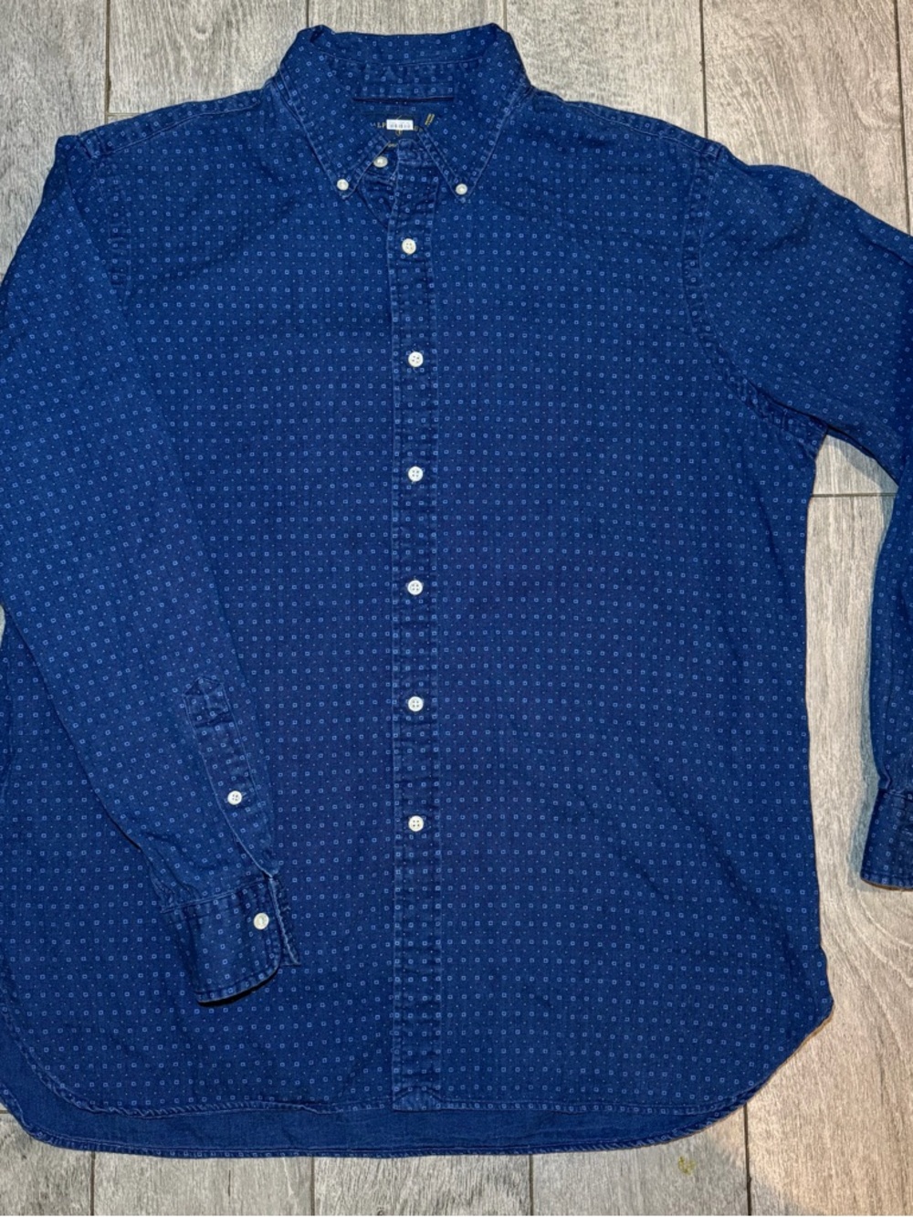 Polo Ralph Lauren Shirt Mens Size XL Blue Indigo Oxford Long Sleeve Preppy Dots